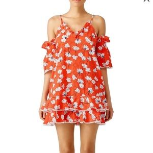 NICHOLAS Vermilion Orange Floral Eyelet Mini Dress